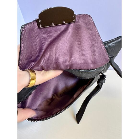 Kooba Panama Leather Belt Bag Black Croc Embossed Waist Crossbody - Picture 10 of 11